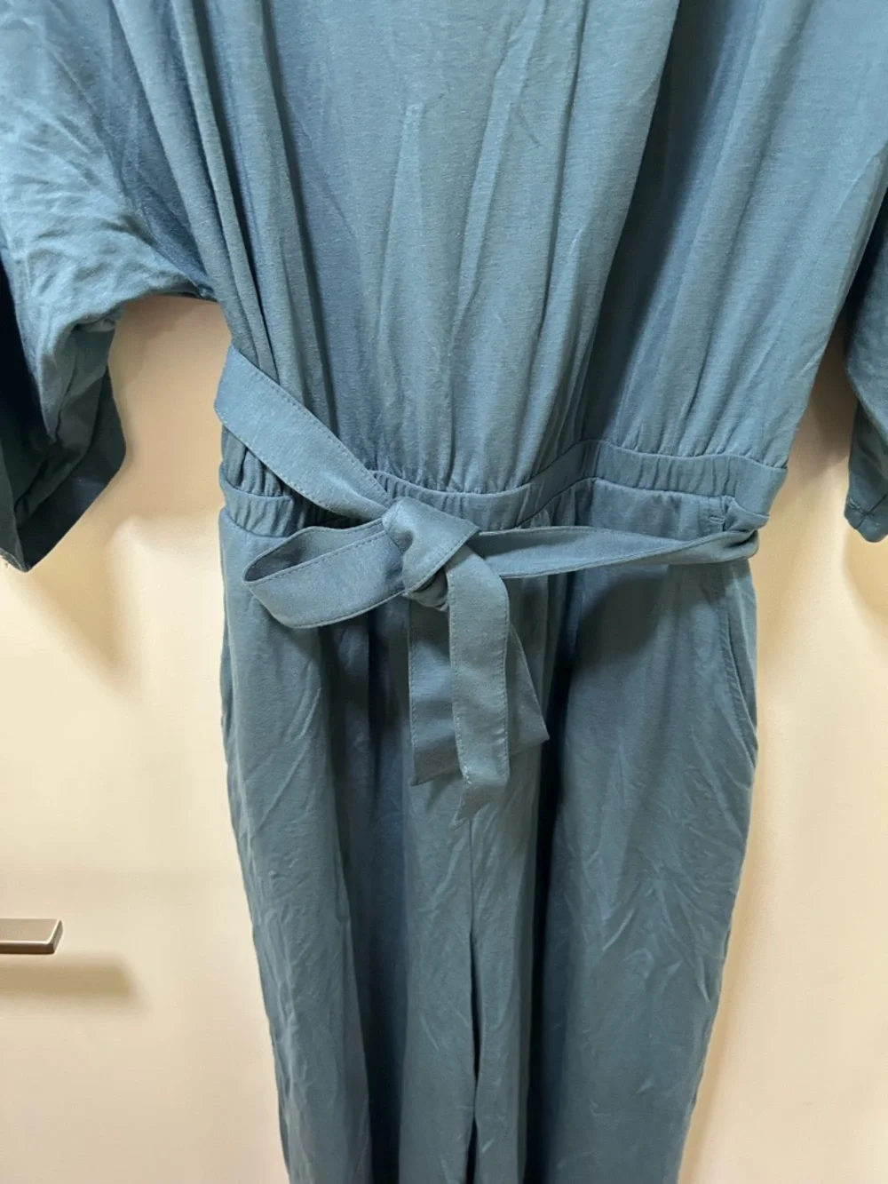 Garnet Hill Blue Kimono Sleeve Jumpsuit Size Medium